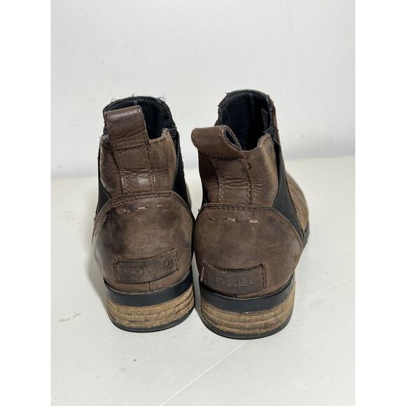 Sorel Women's EUC Brown Leather Emelie Chelsea Slip On Boot Bootie Size 8 - Picture 3 of 5
